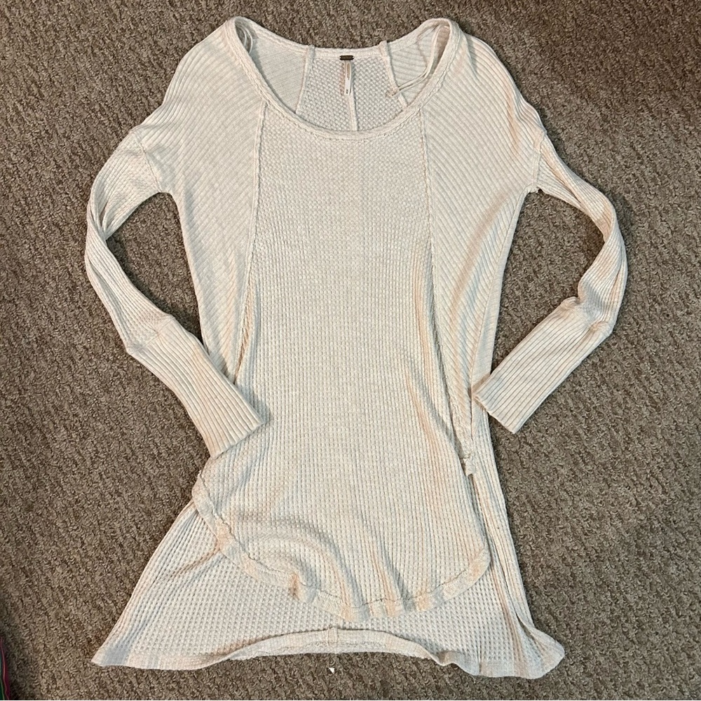 Free People Cream Long Sleeve Tee
